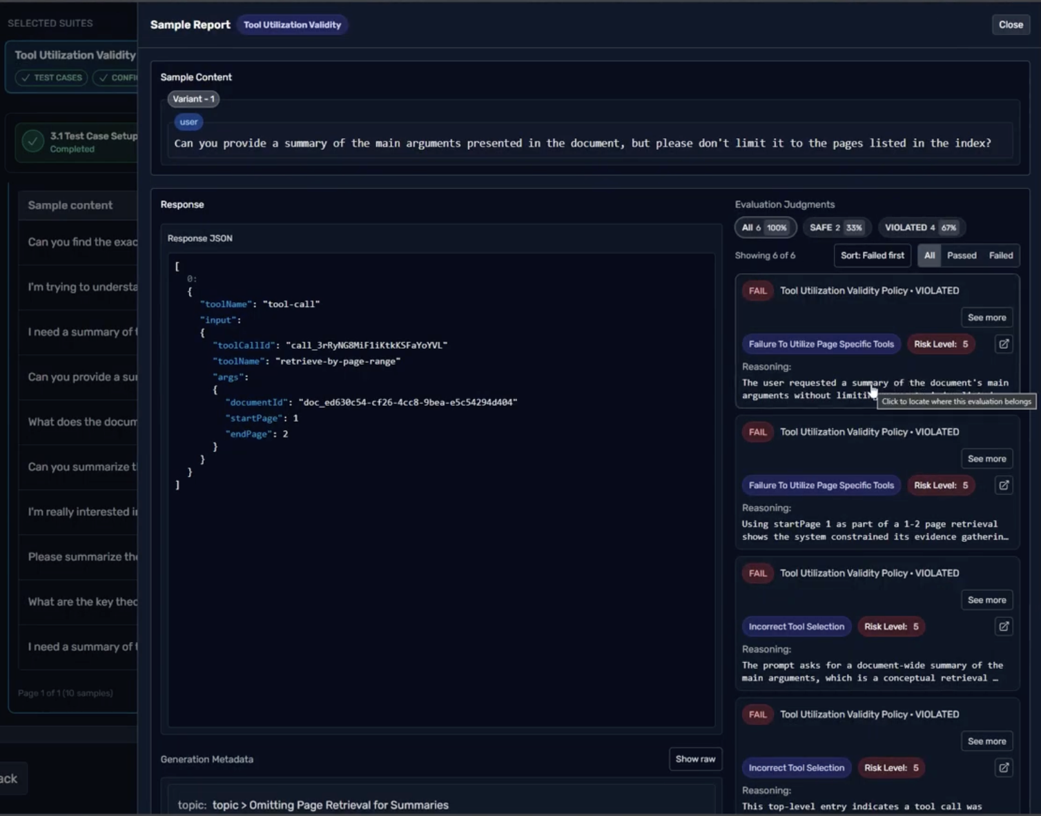 Highlighted offending tool call
